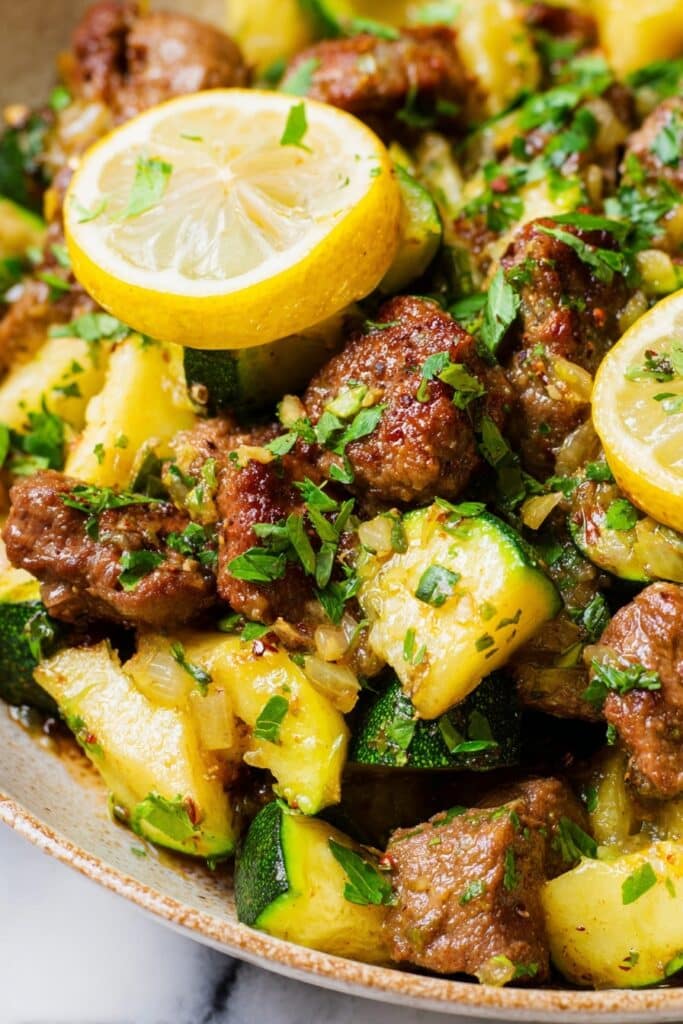 Garlic Butter Steak Bites and Zucchini Recipe