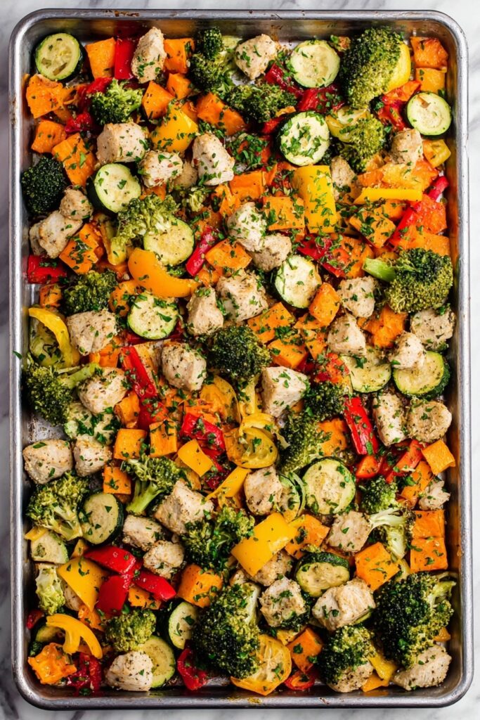 Sheet Pan Chicken with Rainbow Vegetables Recipe