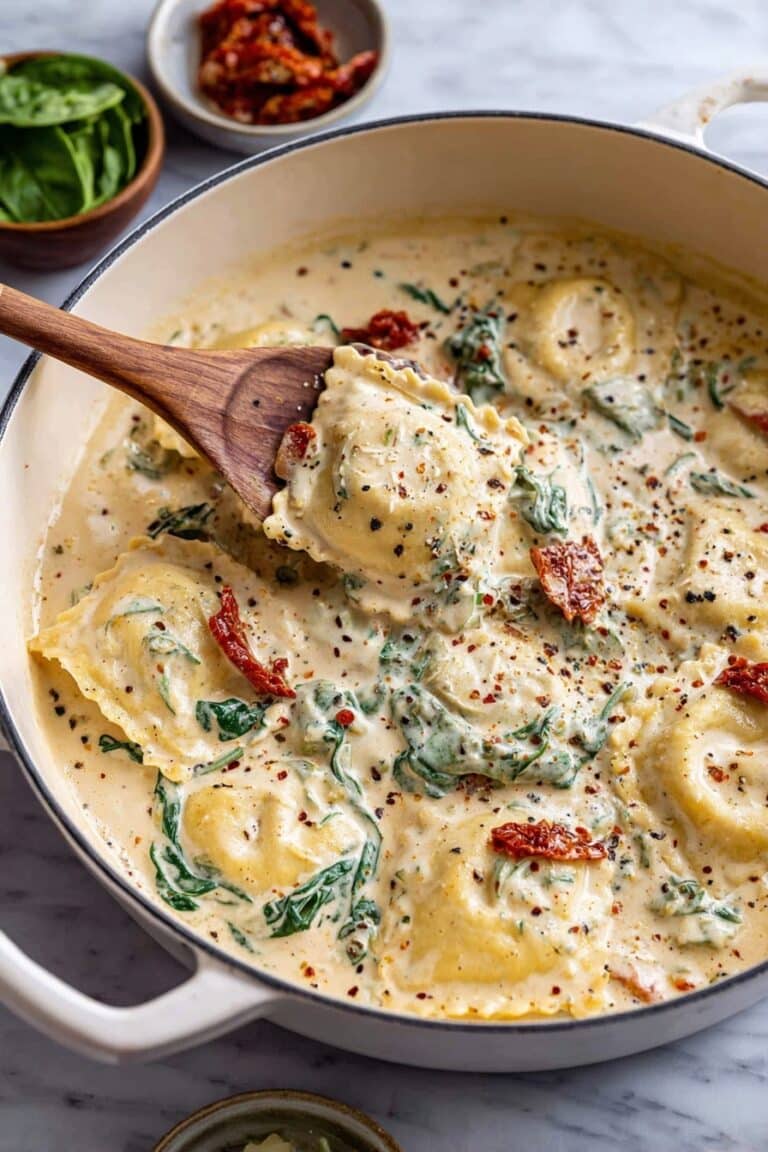 Creamy Tuscan Ravioli Recipe