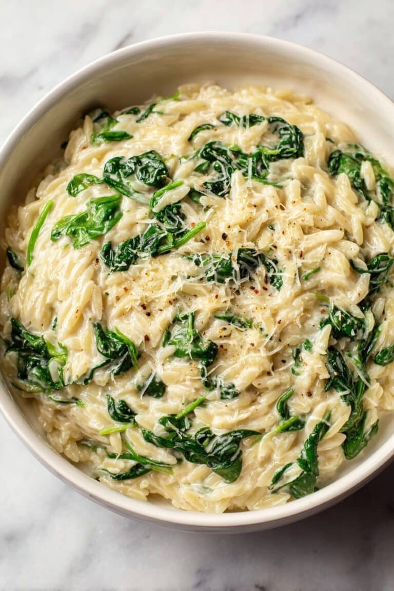 Creamy Garlic Spinach Orzo Recipe