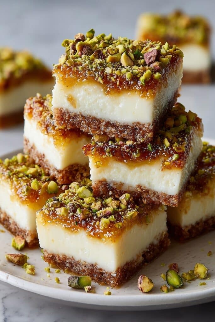 Greek Honey Pistachio Cheesecake Bars Recipe