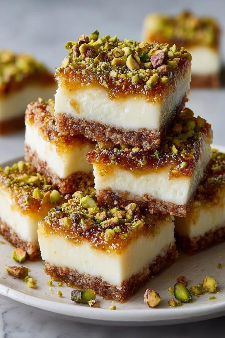 Greek Honey Pistachio Cheesecake Bars Recipe