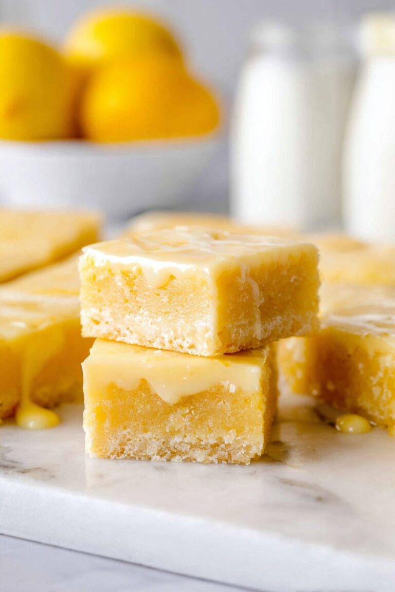 Lemon Brownies with White Chocolate Chips and Bright Lemon Glaze Recipe