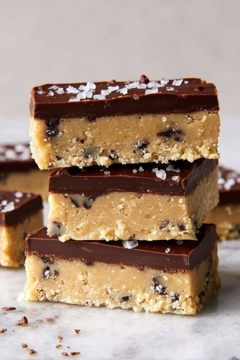 No-Bake Vegan Cookie Dough Bars with Chocolate Peanut Butter Topping Recipe