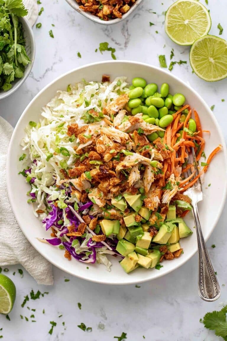 Crispy Rice Salad with Sesame Ginger Dressing and Shredded Chicken Recipe