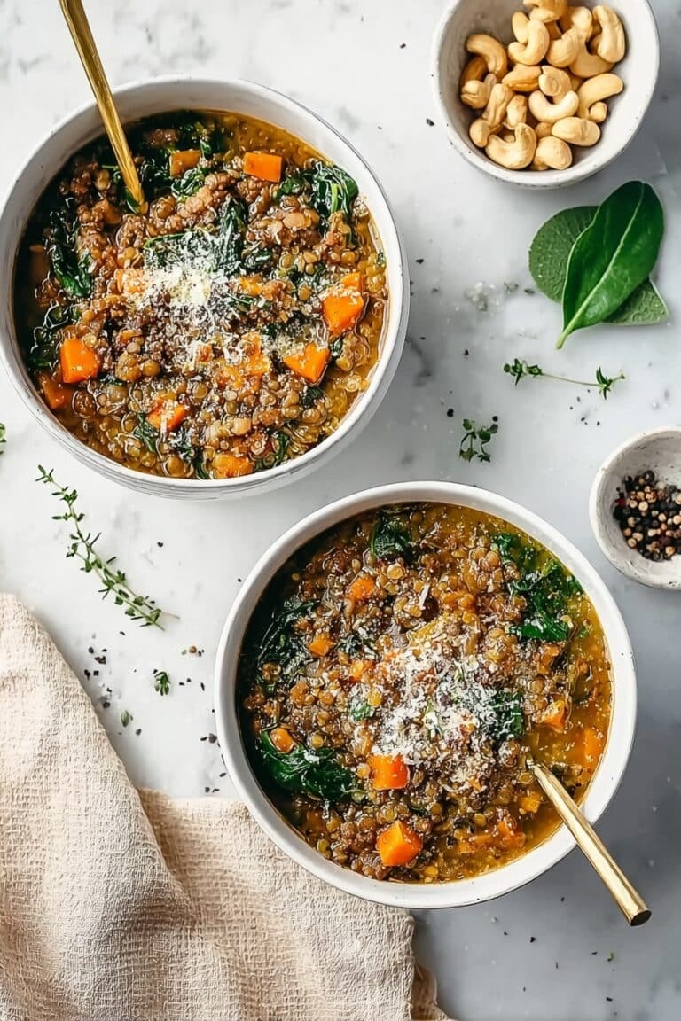 One-Pot Lentils and Quinoa with Spinach Recipe