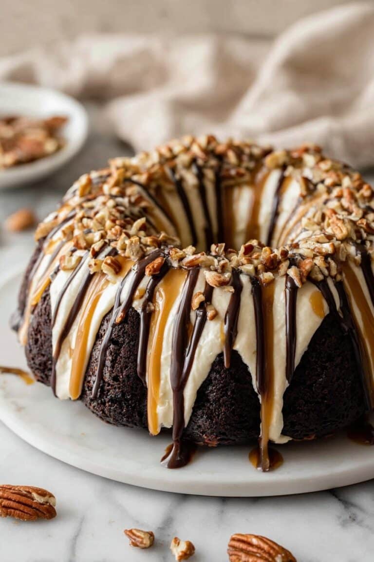 Caramel Chocolate Pecan Turtle Bundt Cake Recipe