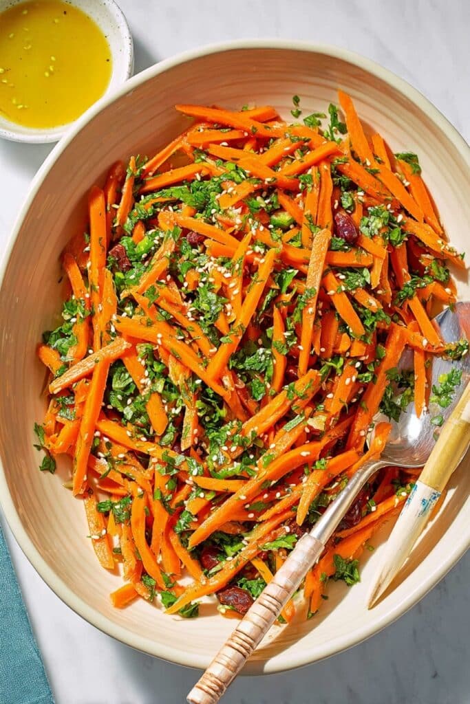 Carrot Salad with Pistachios, Dates, and Tahini Dressing Recipe
