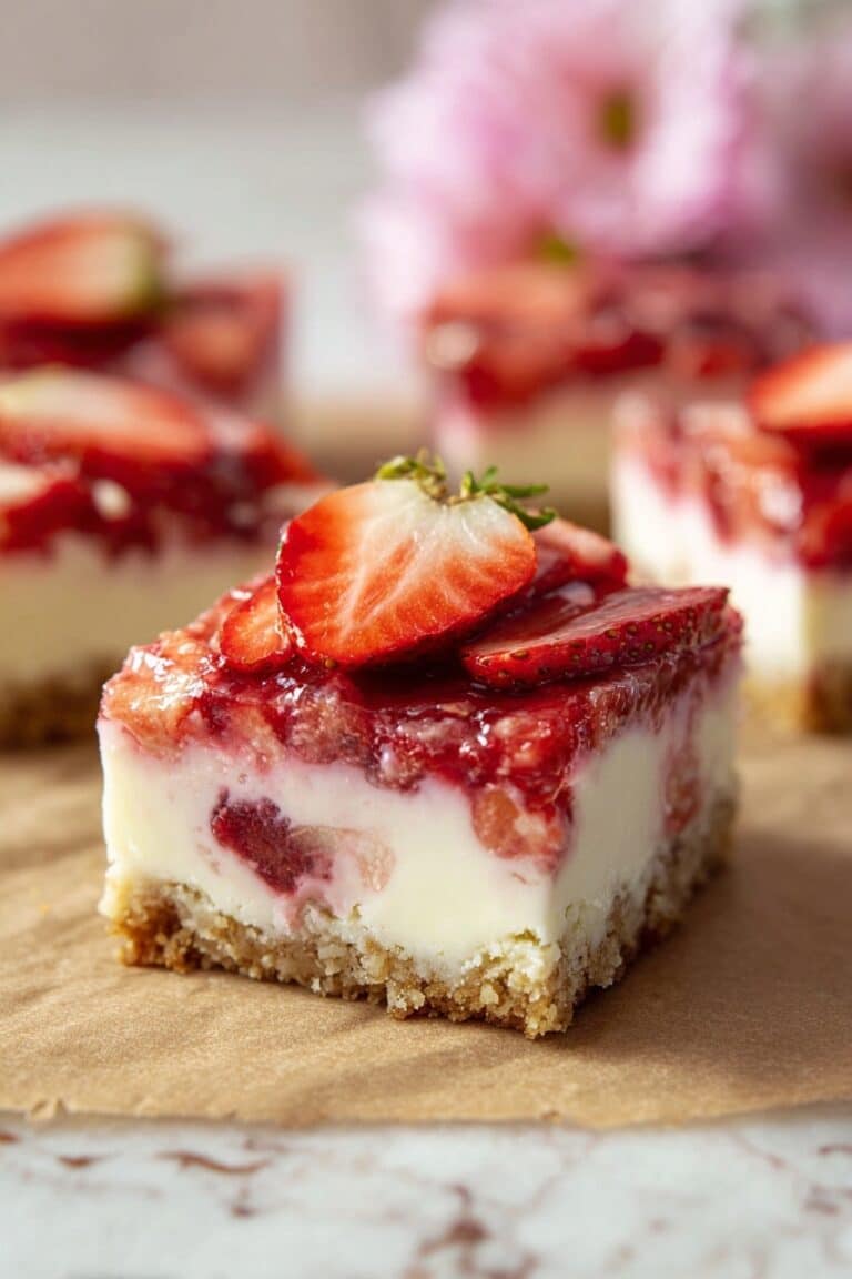 Easy Strawberry Cheesecake Bars (Creamy, Sweet & So Irresistible!) Recipe
