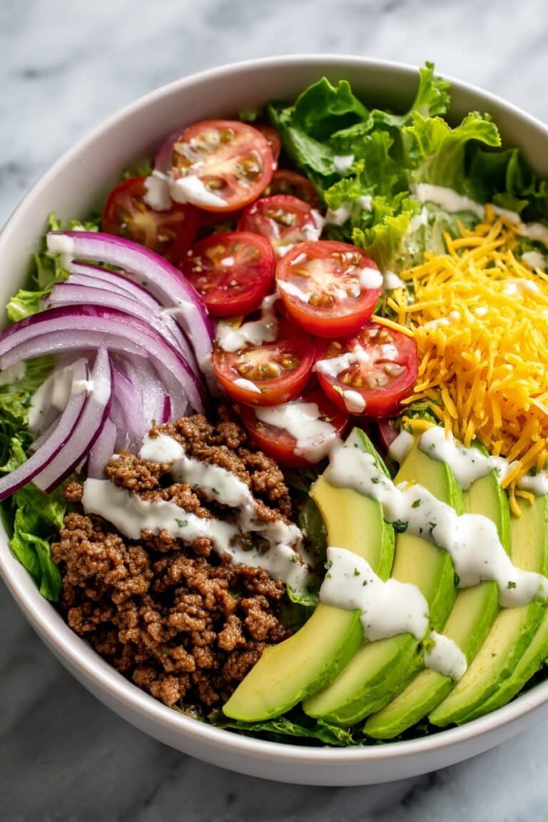 Viral Easy 20-Minute Burger Bowl with Lettuce, Tomatoes, and Creamy Sauce Recipe