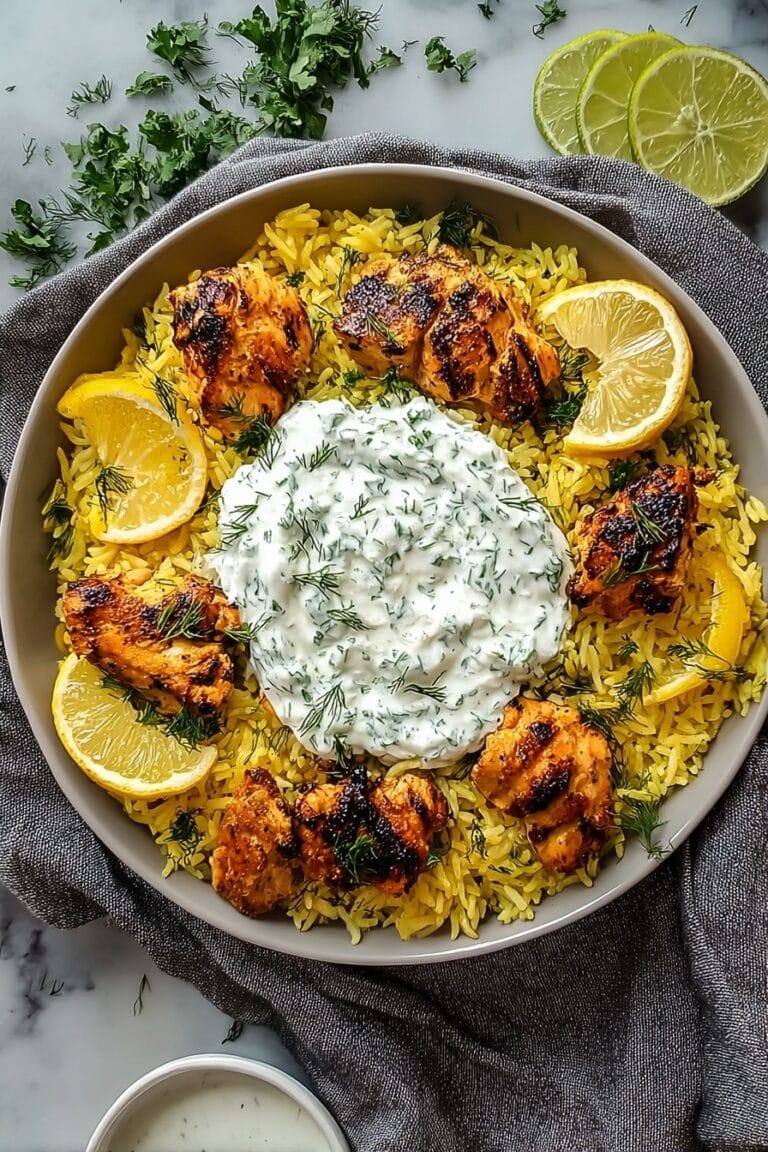Dump and Bake Chicken Tzatziki Rice Recipe