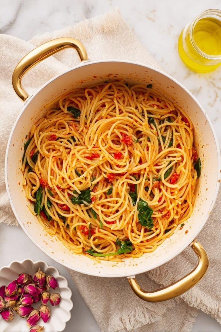 Lemon Garlic Grape Tomato Pasta with Spinach and Parmesan Recipe