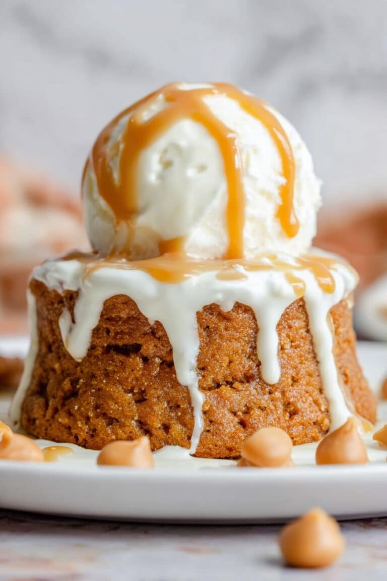 Pumpkin Butterscotch Lava Cakes with Vanilla Ice Cream Recipe