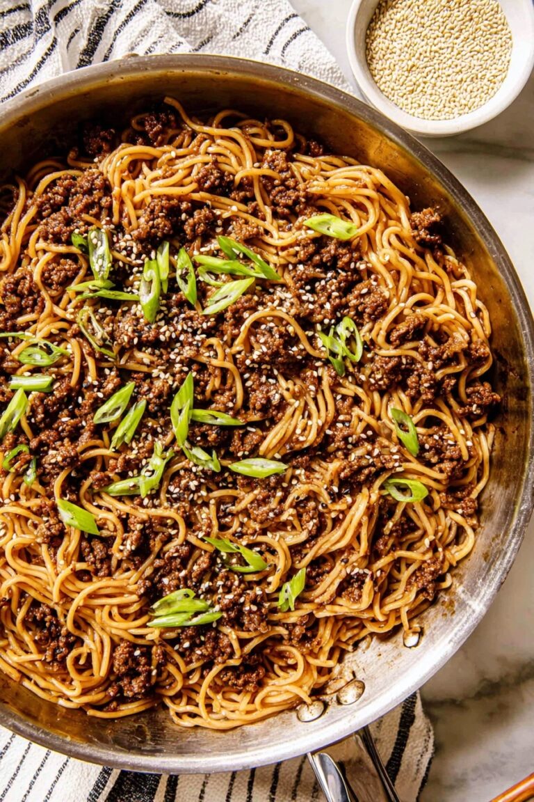 Mongolian Ground Beef Noodles Recipe