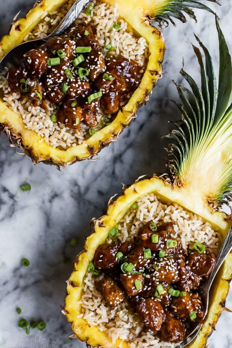 Pineapple Teriyaki Chicken in Pineapple Boats Recipe