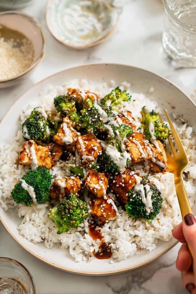 Sticky Chicken Rice Bowls with Spicy Mayo Recipe