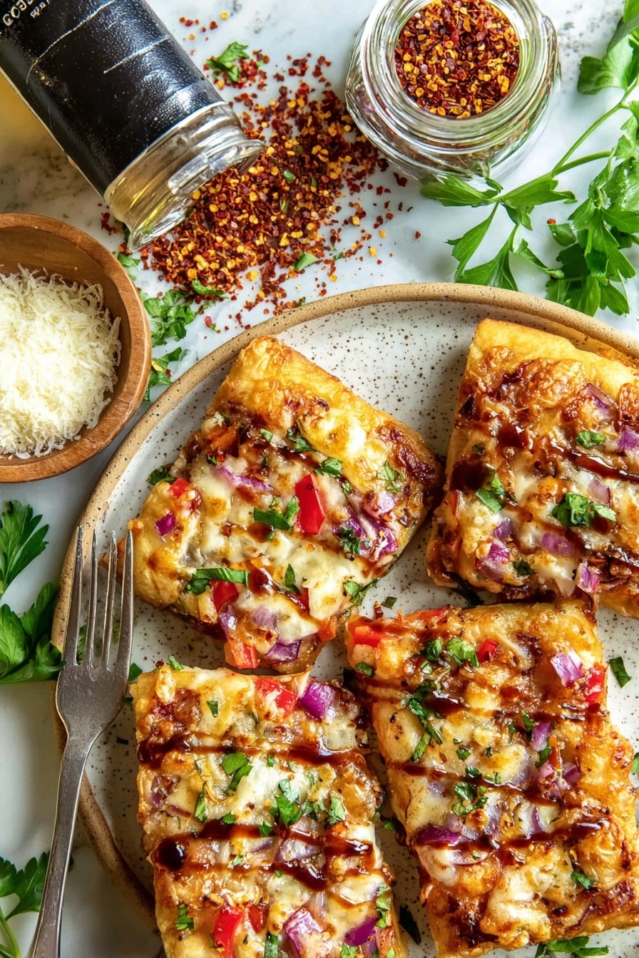 BBQ Chicken Flatbread with Cheesy, Crispy Goodness Recipe