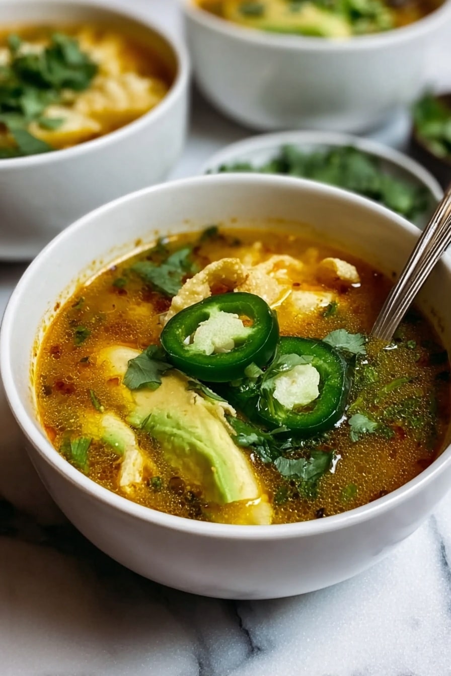 Chicken Verde Soup with Mexican Dumplings Recipe